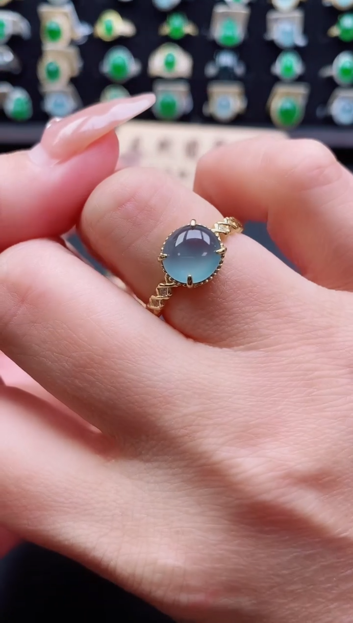 银S925镶嵌戒指翡翠1