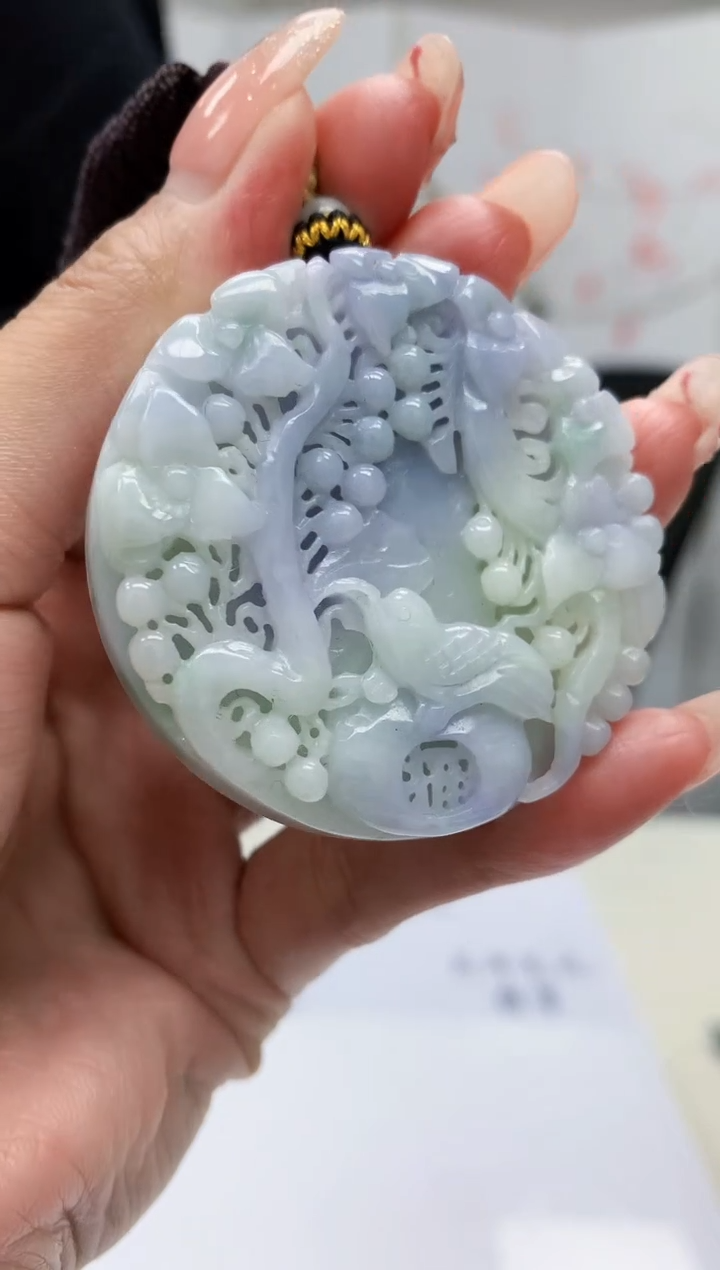 【闪购商品】定制翡翠未镶嵌5152MM-毛货挂件143