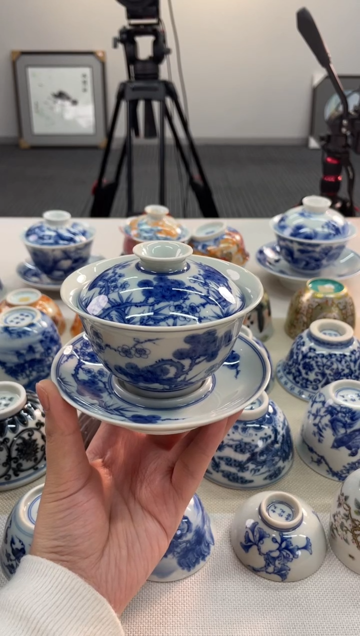 【闪购商品】青花手绘三才盖碗