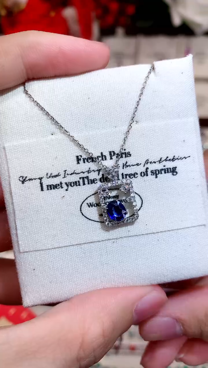 【闪购商品】蓝宝石项链18K金镶嵌0.70ct/天然宝石/七天无理由