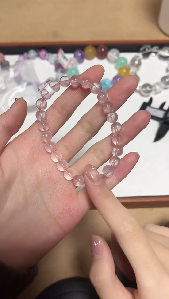 未镶嵌手链水晶14-15粉水晶手串