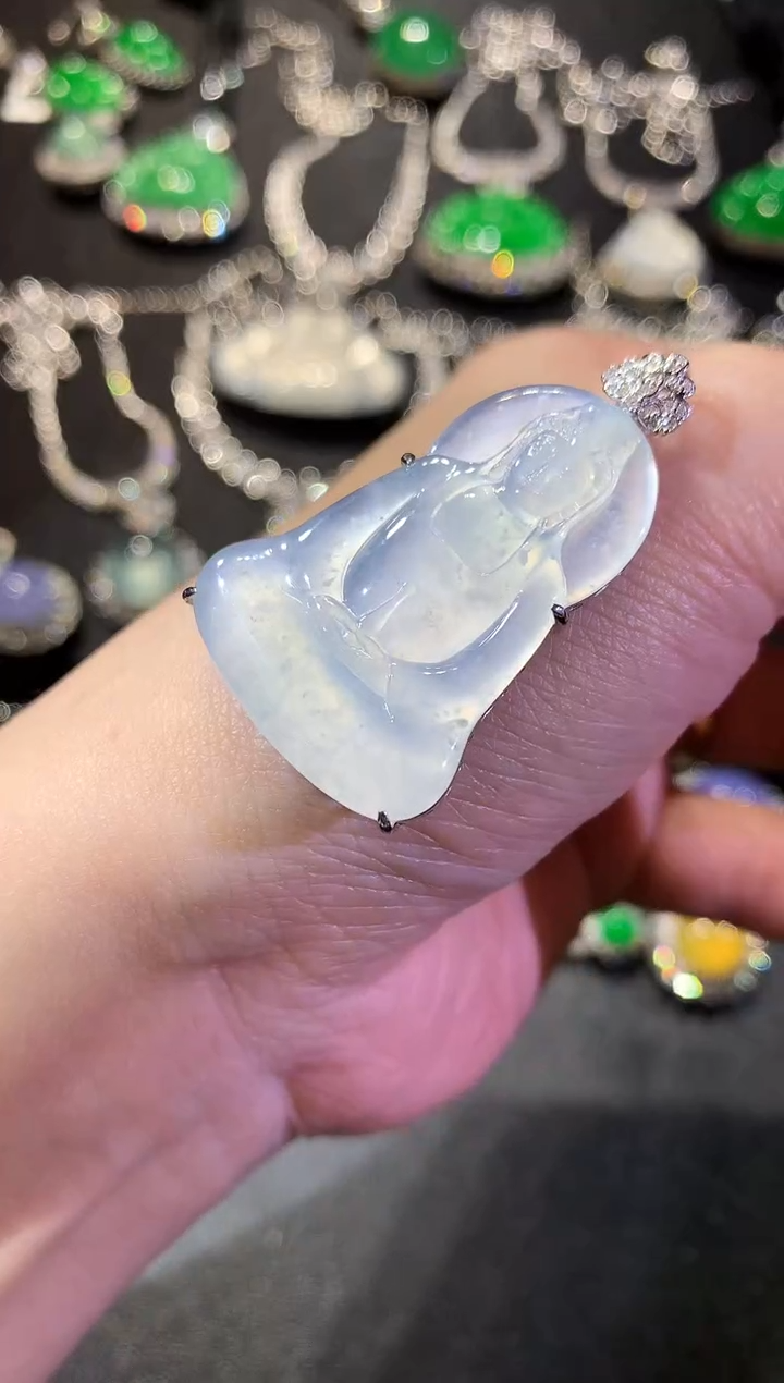 【闪购商品】翡翠吊坠(不含链)18K金镶嵌36-观音