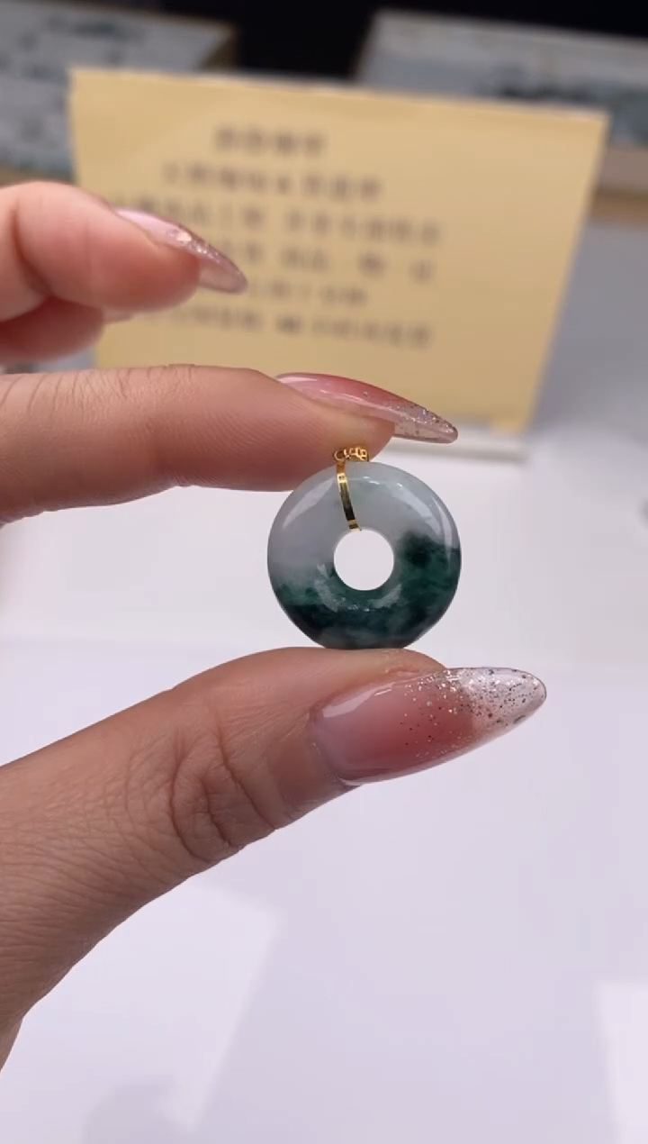 【闪购商品】翡翠吊坠(赠链)18K金镶嵌27893/静静聊翠