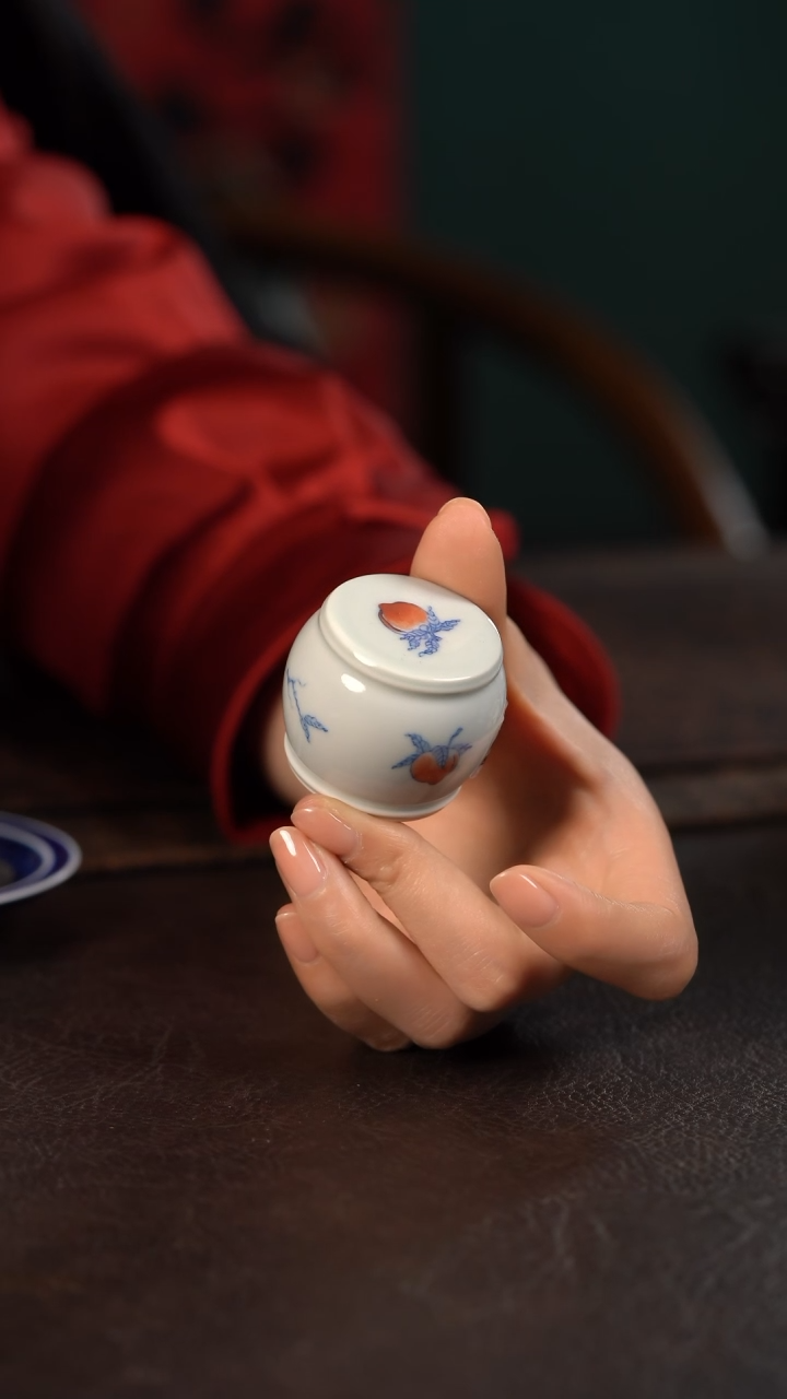 【闪购商品】杯聚澜堂寿桃小鼓盖置