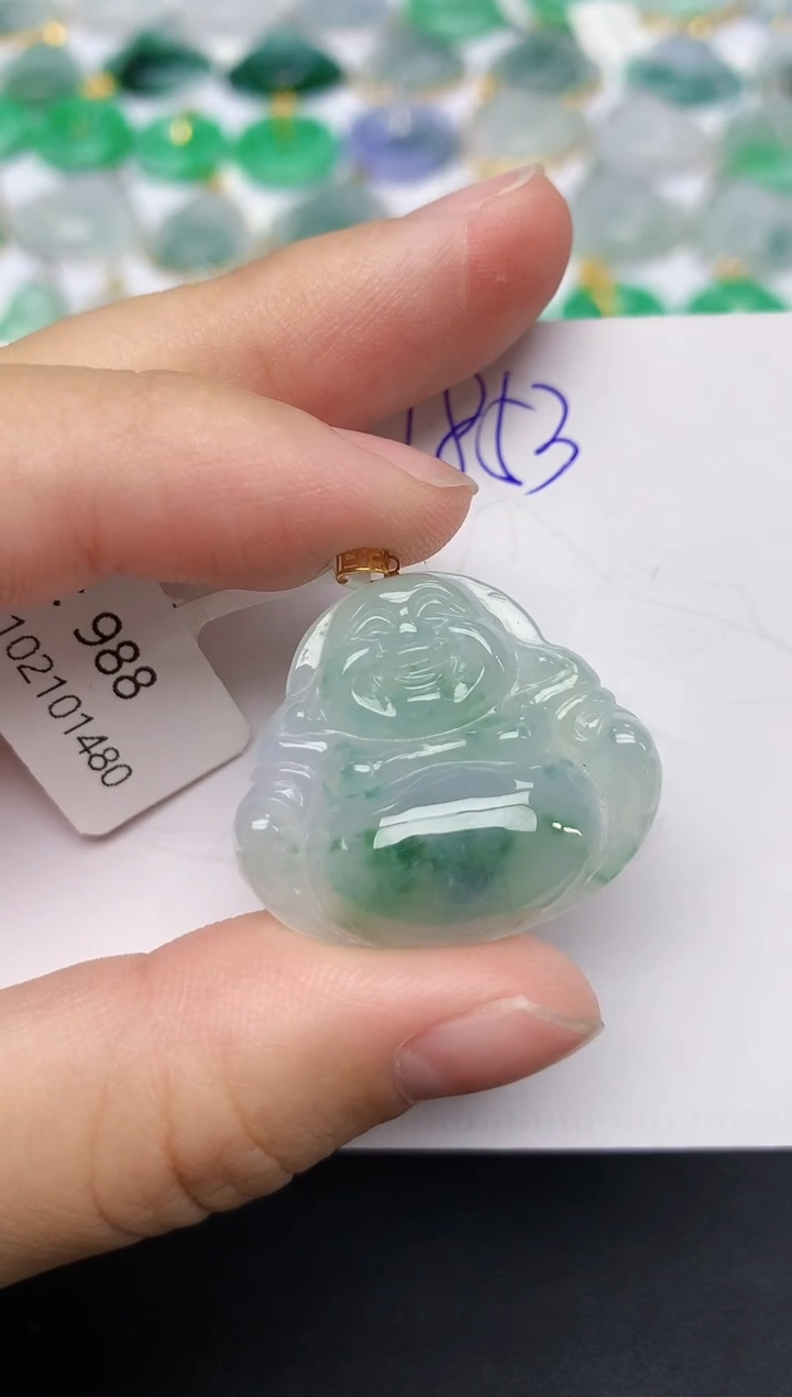 颈饰18K金镶嵌翡翠天然缅甸A货翡翠百元以上9元证书费自理