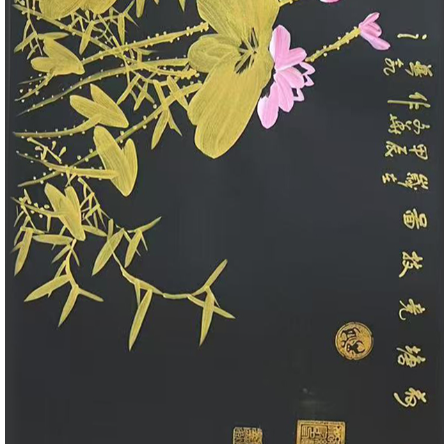 贾文华老师国画手绘作品 荷塘竞技图 六尺 横幅