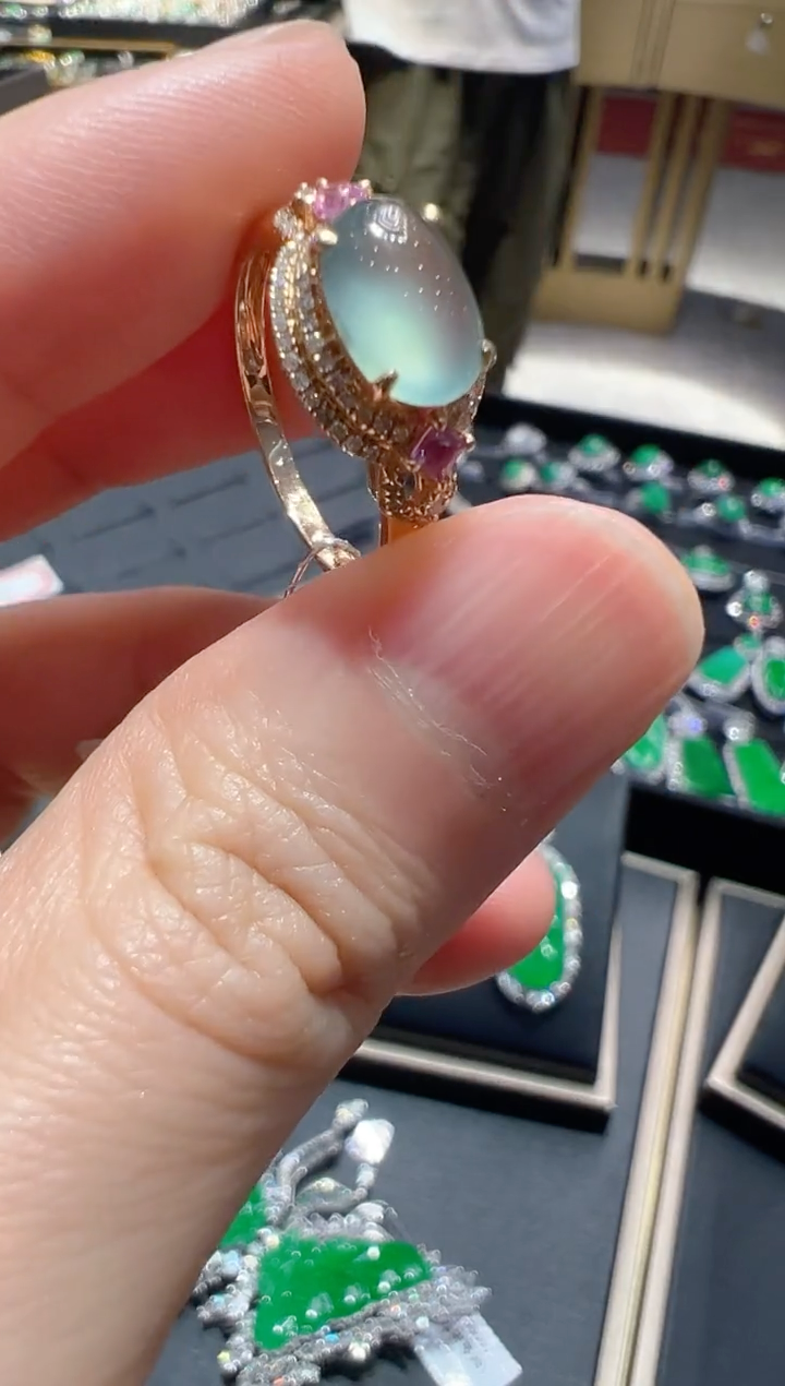翡翠戒指18K金镶嵌多样性团购发一件