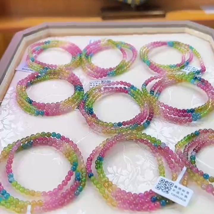【老掌柜讲珠宝】高阶高晶体碧玺多圈手串4m+/多样性发一 DQZ062731