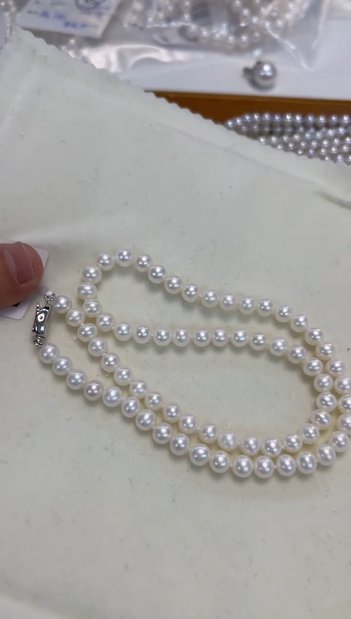 颈饰银S925镶嵌淡水珍珠6-7MM无核