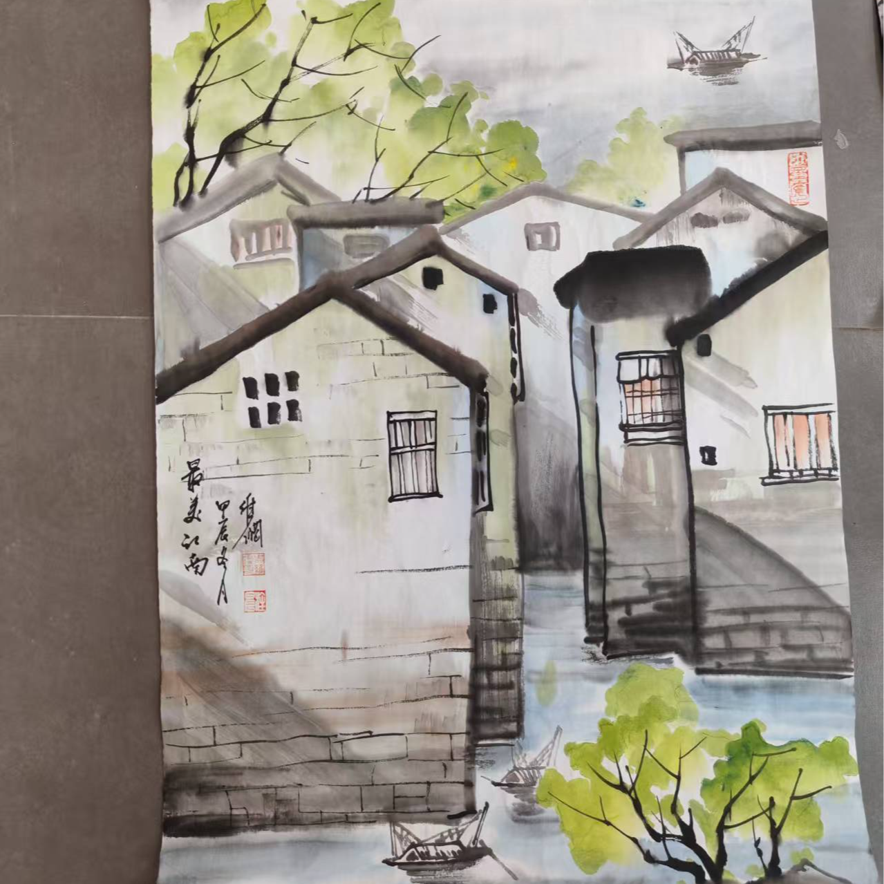 史维钢老师亲笔手绘山水画最美江南