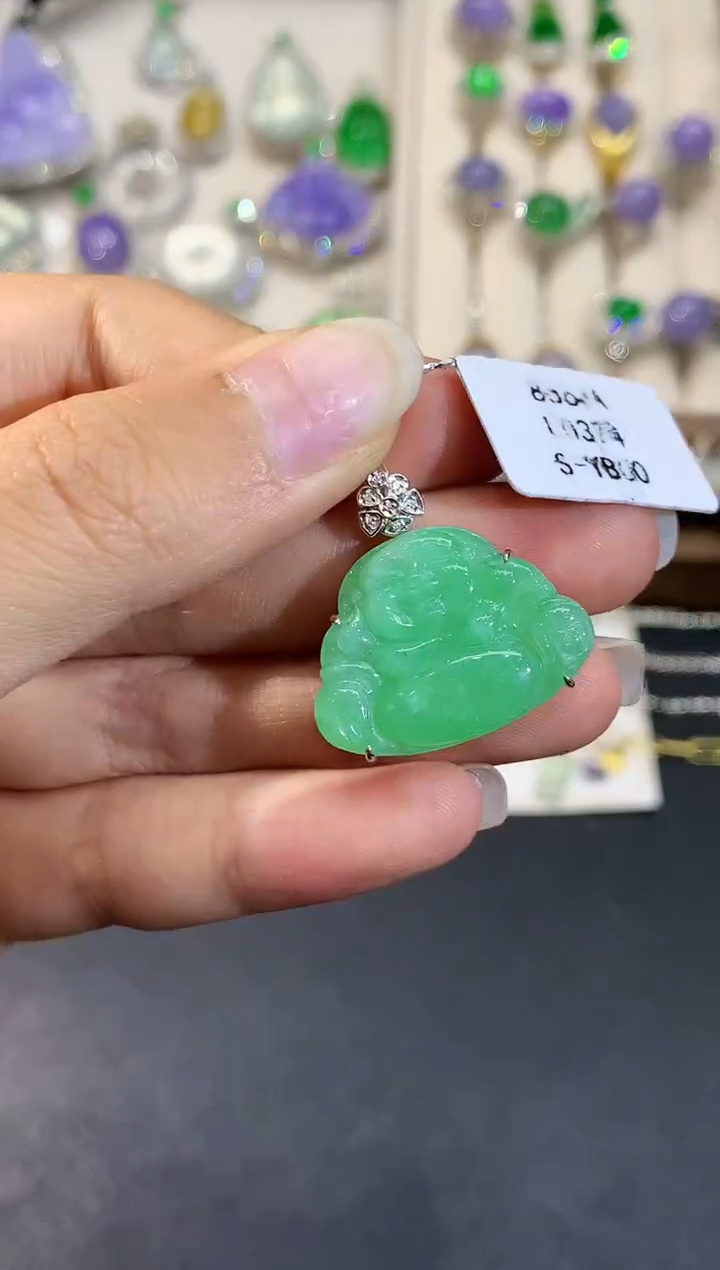 翡翠18K金镶嵌吊坠(不含链)L0374多样性发其一