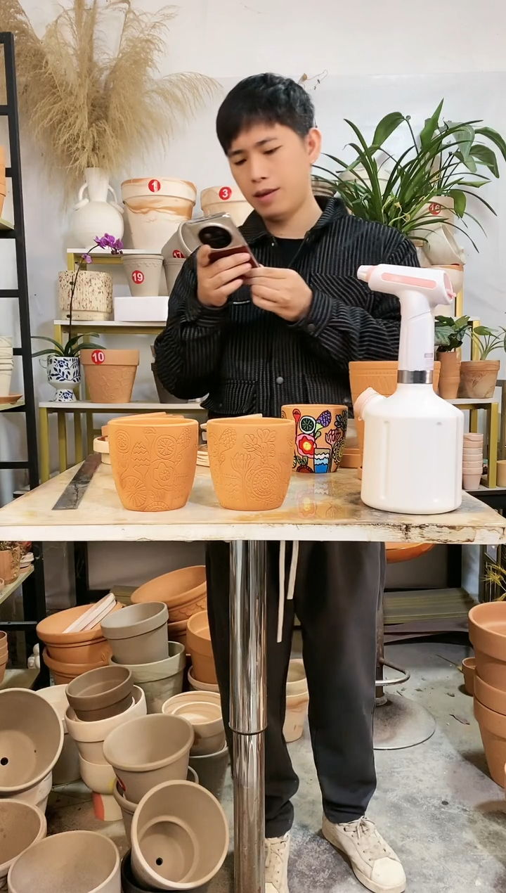 【闪购商品】红陶11*11红陶满纹浮雕 2盆无托