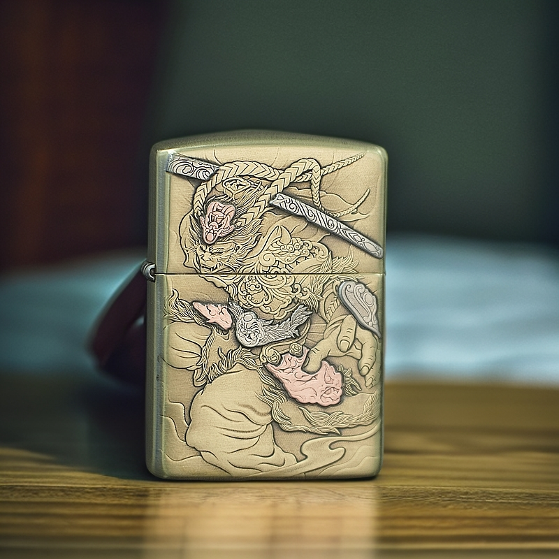 ZIPPO/之宝怒眼魔猴纯铜盔甲紫铜镶嵌官方正品打火机男士DYJ1