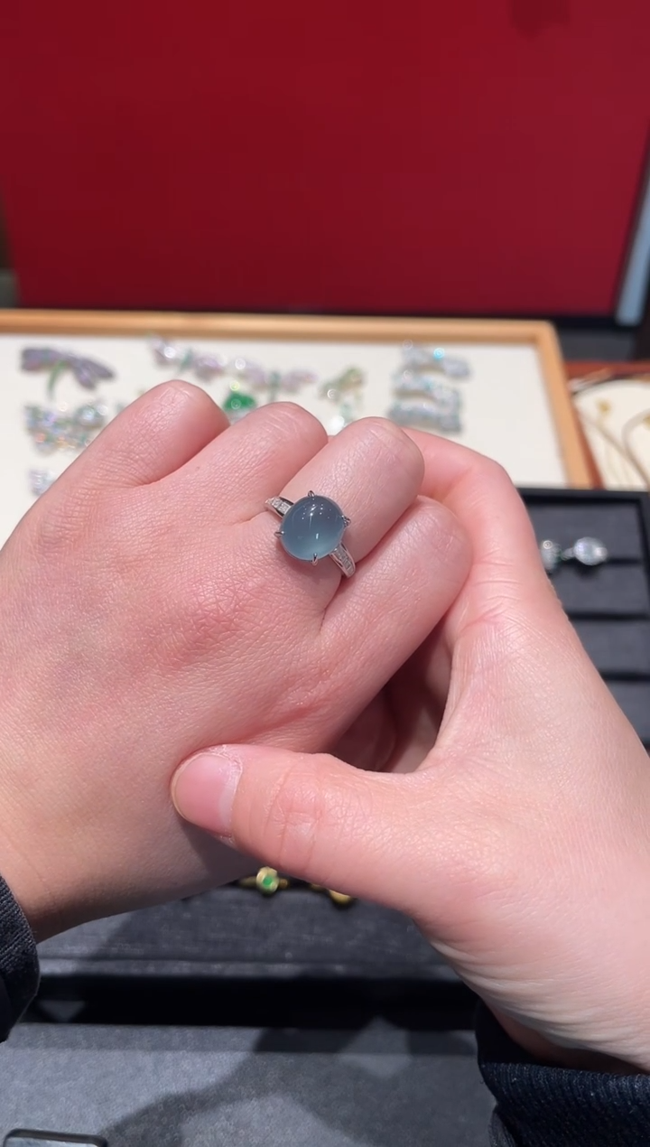 银S925镶嵌翡翠耳饰摆****P翡翠戒指