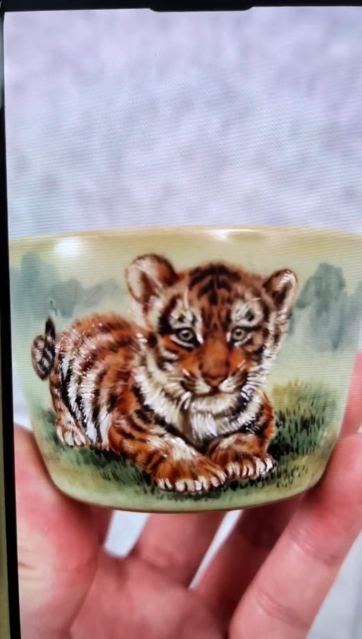 【闪购商品】周泽堂余秀华彩绘君子竹节杯（虎）