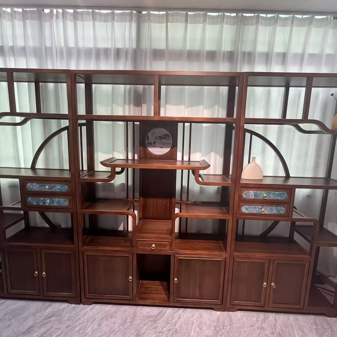 新中式博古架实木多宝阁置物架展示柜多层茶叶古董客厅隔断书架柜