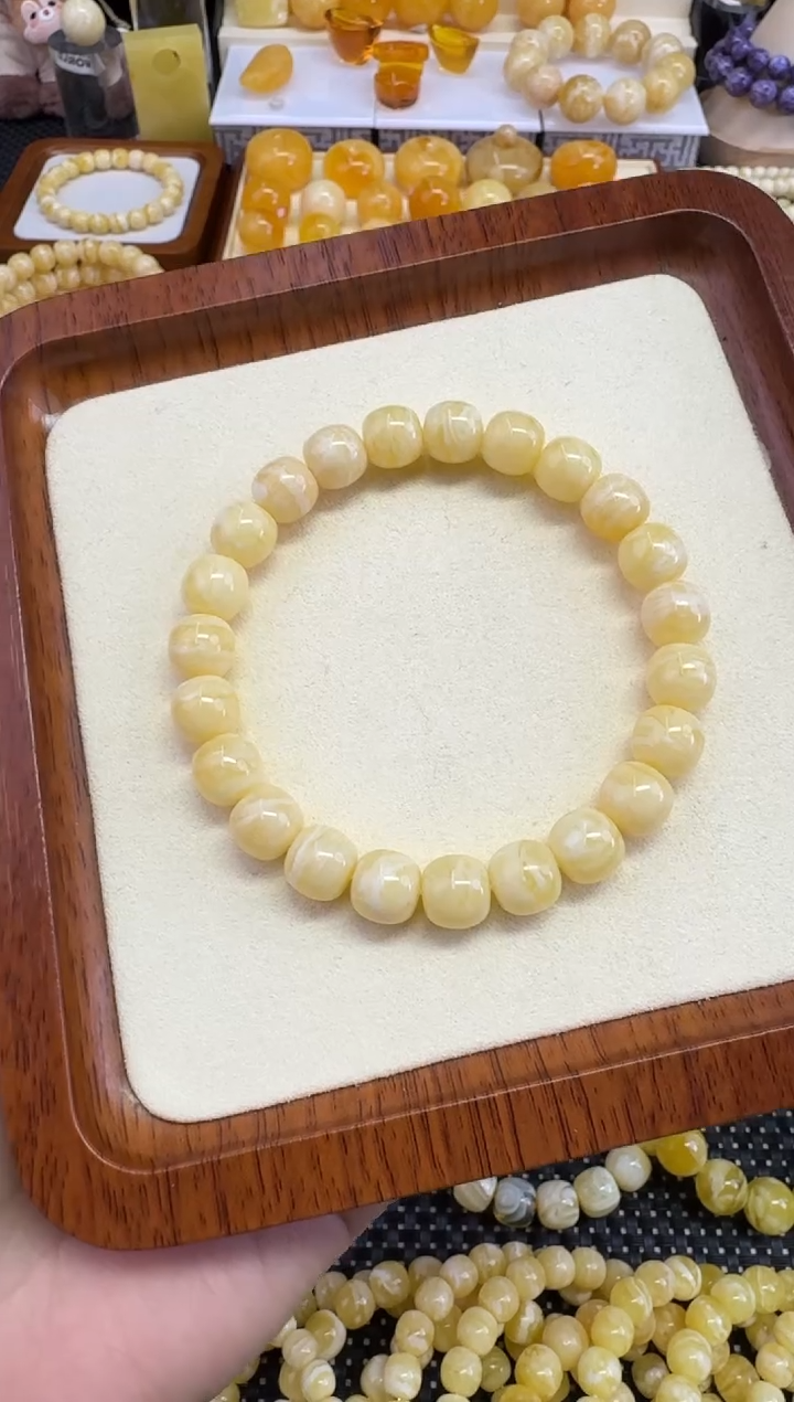 裸石琥珀未镶嵌✨****?宝衡 御龙见白T2 奶糯浓瓷千层 手工 9.8mm