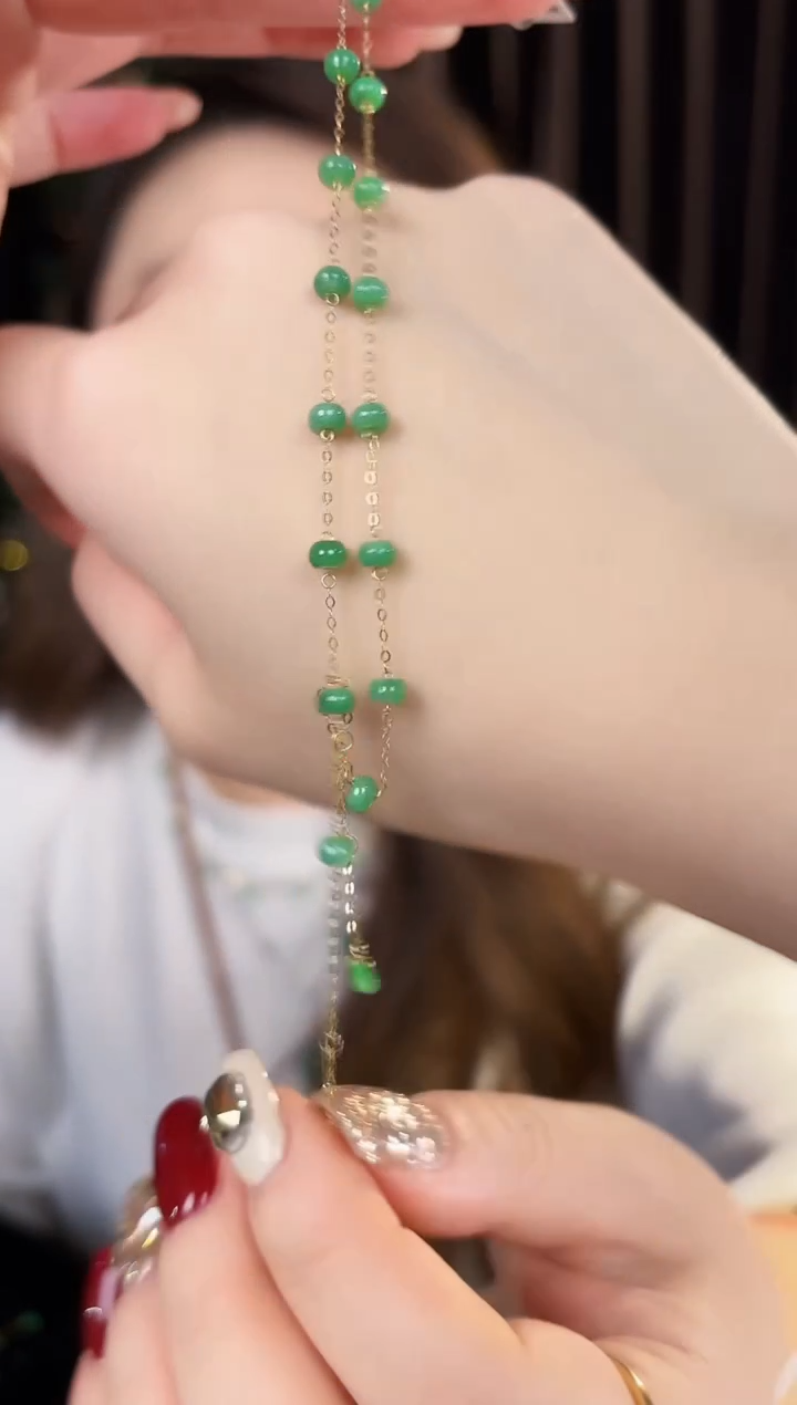 【闪购商品】翡翠手链18K金镶嵌 缅料A货/支持复检/一件