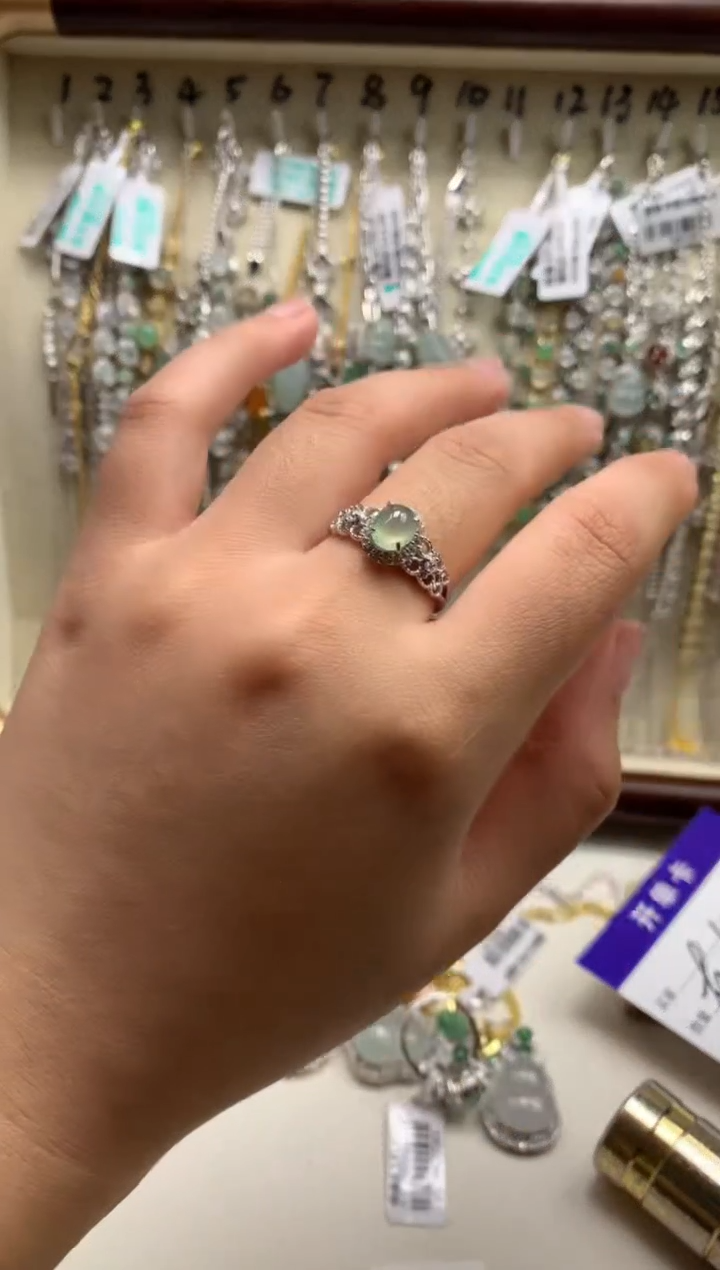 银S925镶嵌戒指翡翠13