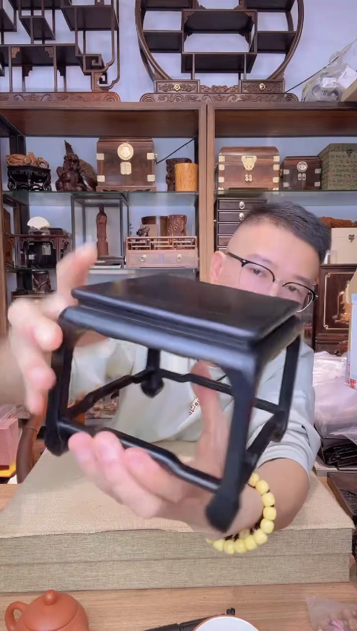 乌木类书架618紫光檀明式正方花架