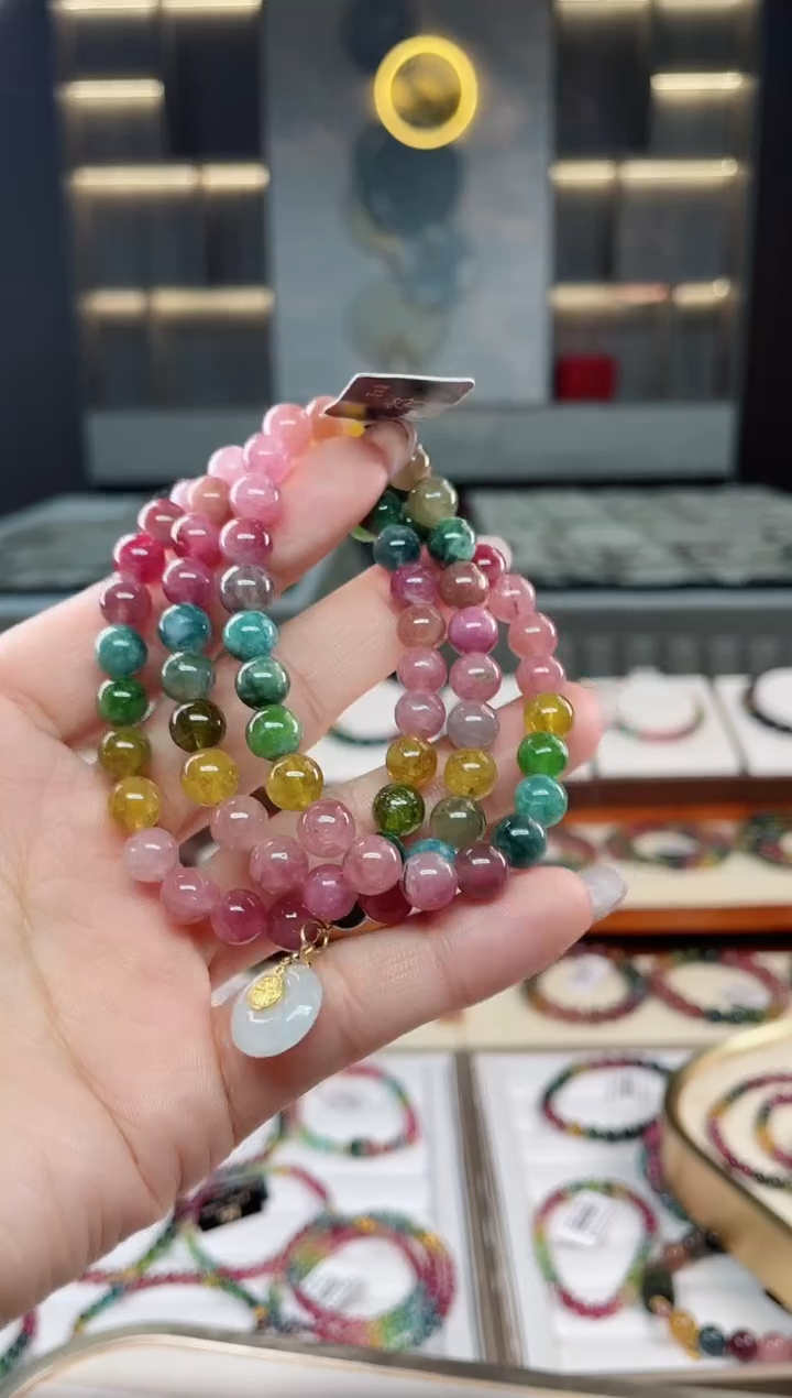 未镶嵌老矿碧玺三圈手串7mm+碧玺（多样性发一条）T