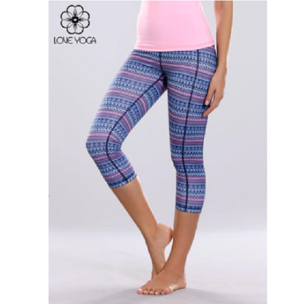 （直播专属）一梵时尚印花条纹瑜伽裤运动跑步健身裤 K811S/M/L