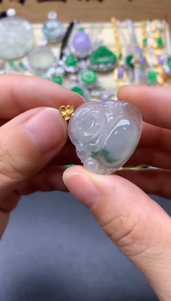 颈饰18K金镶嵌翡翠147-中国好珍宝