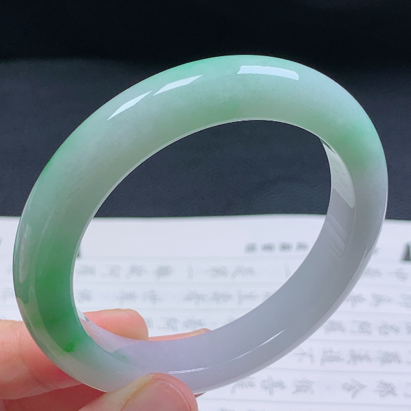 58圈翡翠A货老坑冰糯种飘阳绿正圈手镯175女款绿色飘绿翡翠色