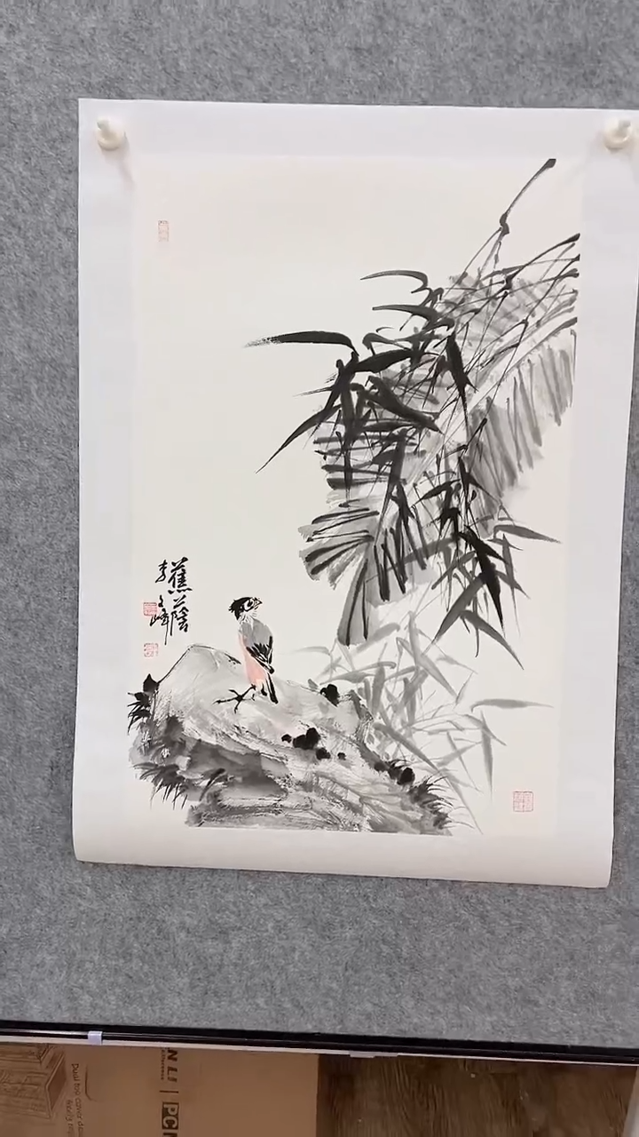 国画李文峰四尺三开花鸟