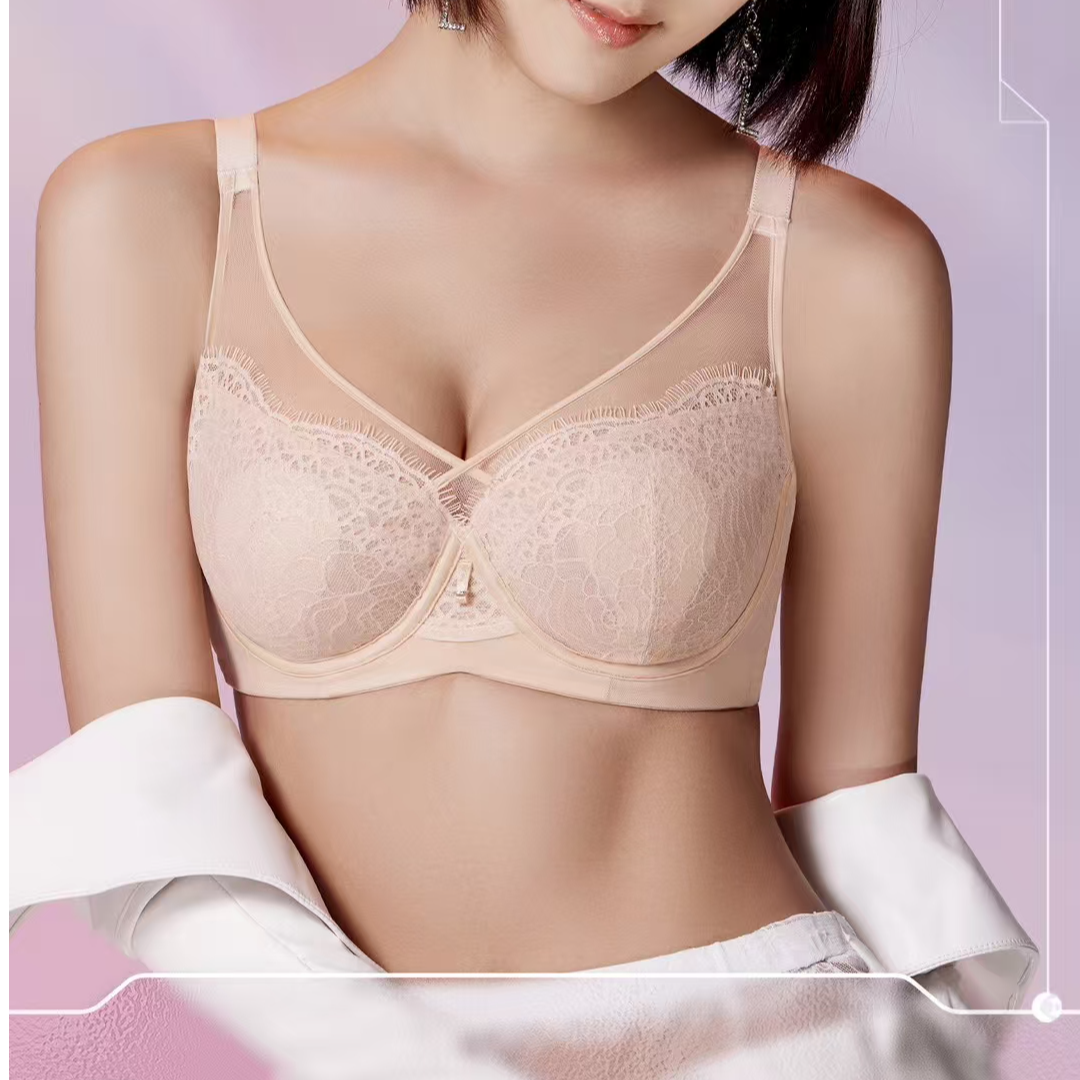 轻氧水晶Q50软钢圈文胸CD超薄水晶杯性感大胸显小自然聚拢内衣