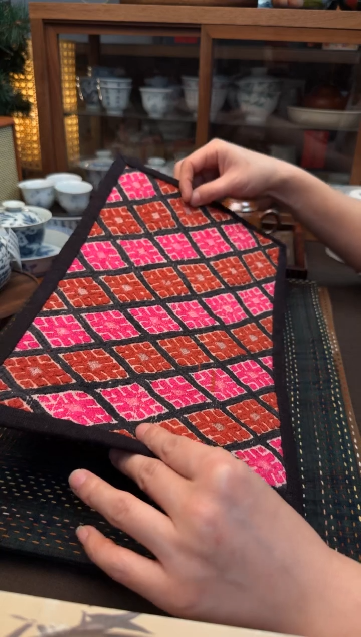 【闪购商品】织绣Cici手作刺子绣植物染柿染茶席-338