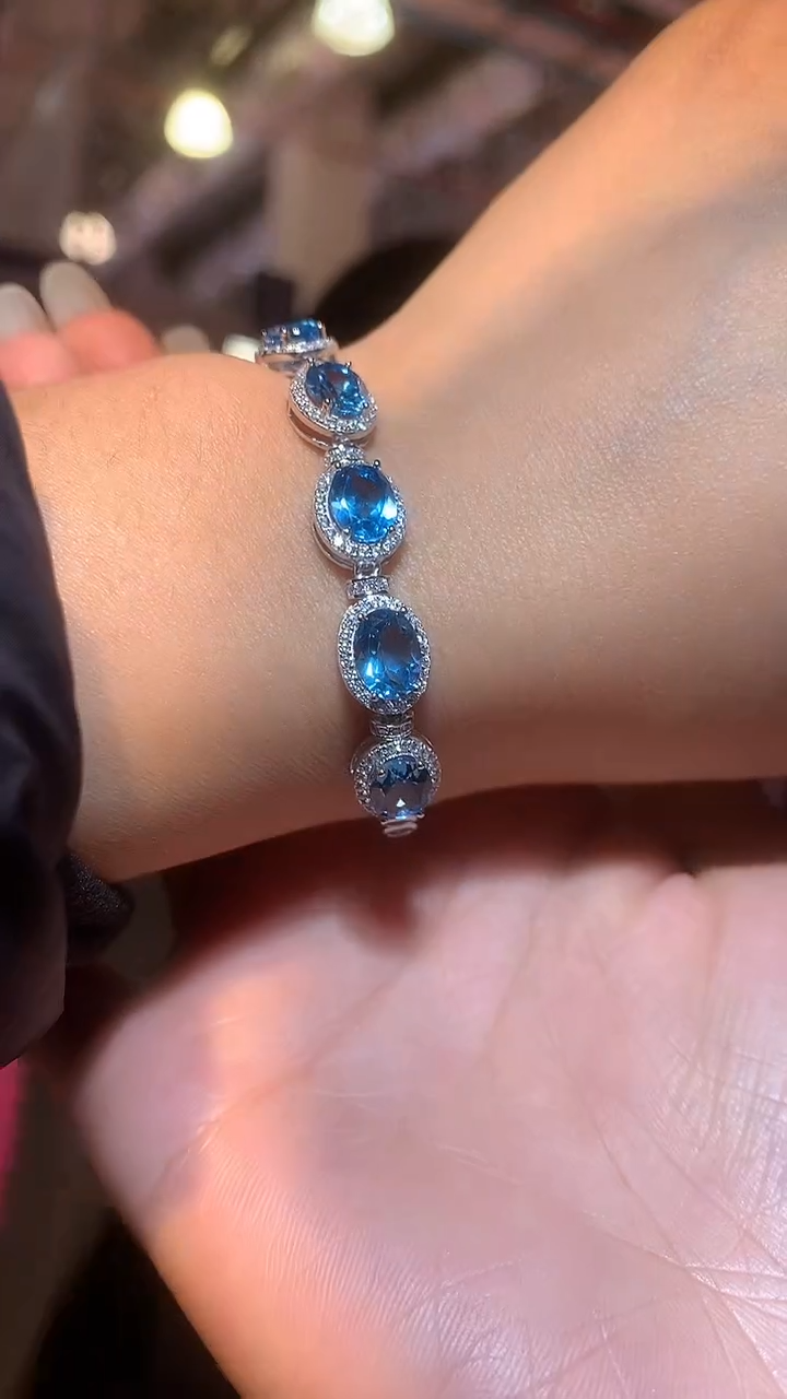 银S925镶嵌托帕石手链【宝石世家严选】