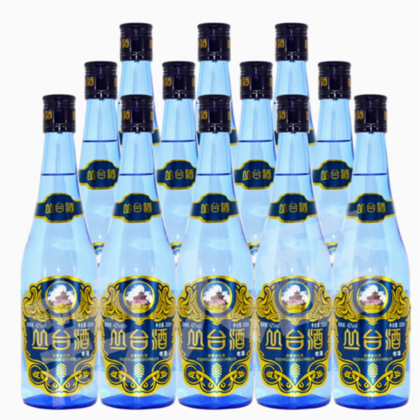 丛台酒蓝瓶42度纯粮酒浓香型白酒国标纯粮500ml*12整箱光瓶装