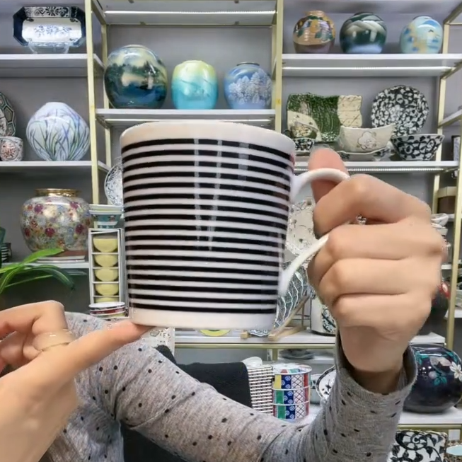 【单支】日本进口美浓烧蓝驹马克杯300ml