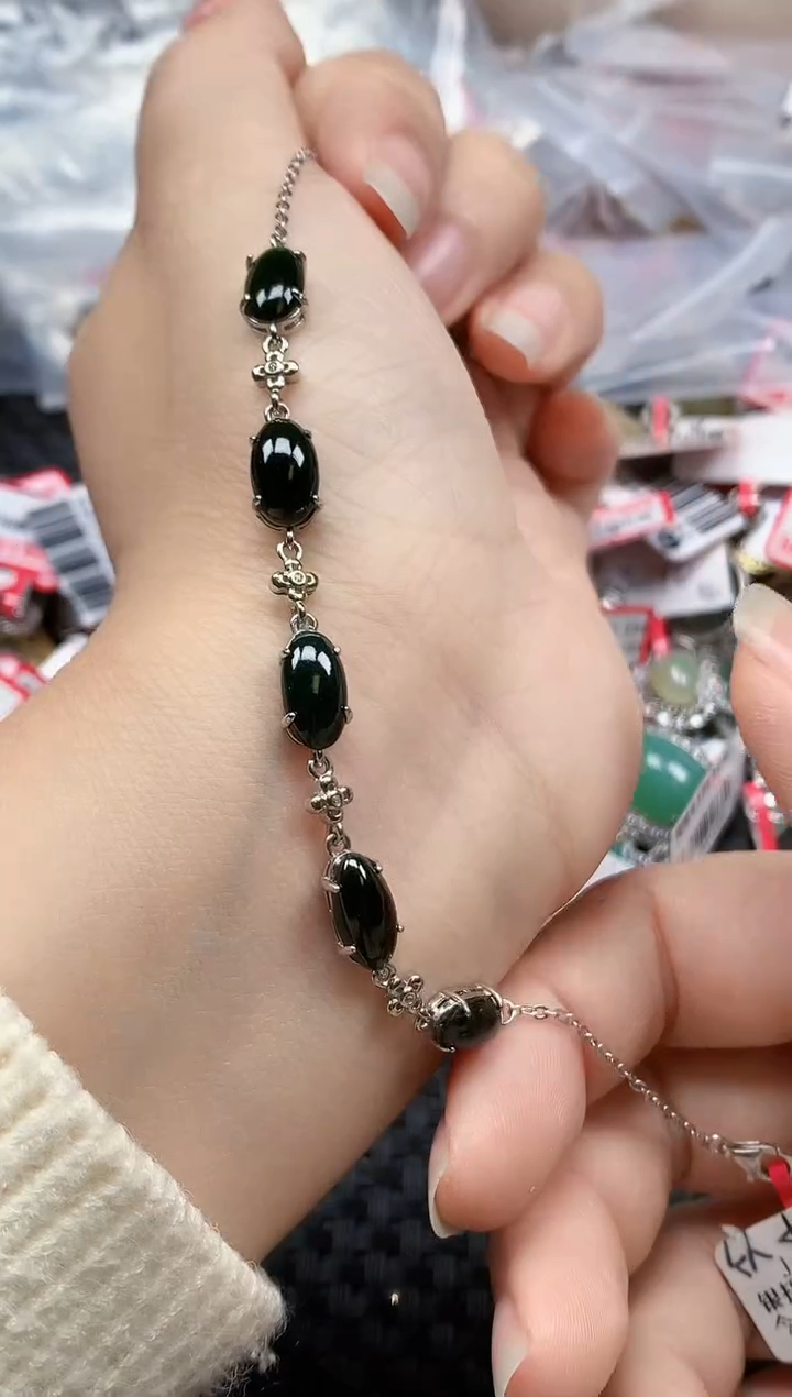 银S925镶嵌戒指翡翠天然A货缅甸翡翠