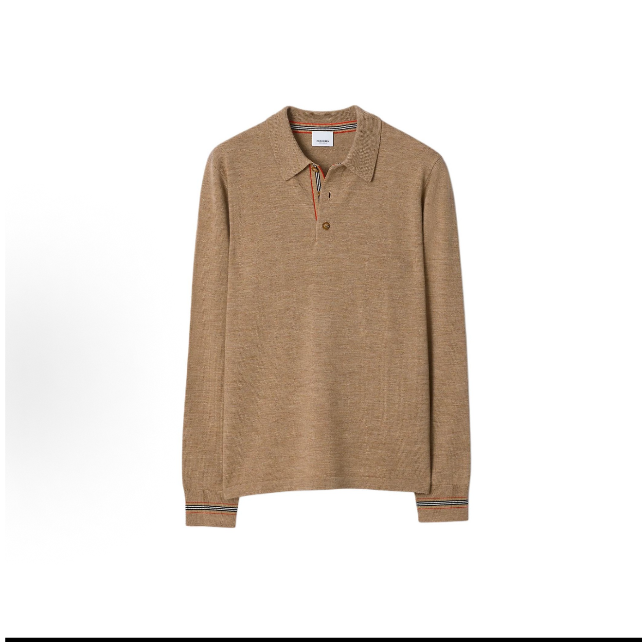 未使用 BURBERRY/博柏利 娜娜专属 条纹POLO领长袖针织 浅驼色