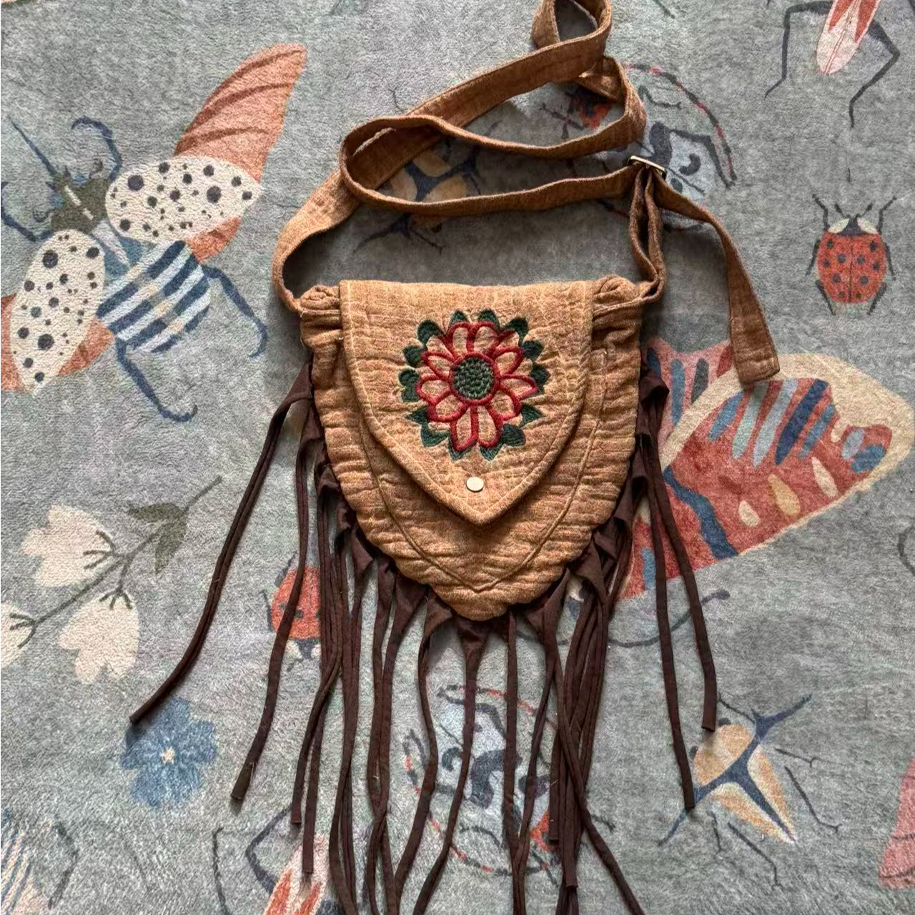 单根双层女士民族风绣花刺绣斜挎款复古风单肩单肩包