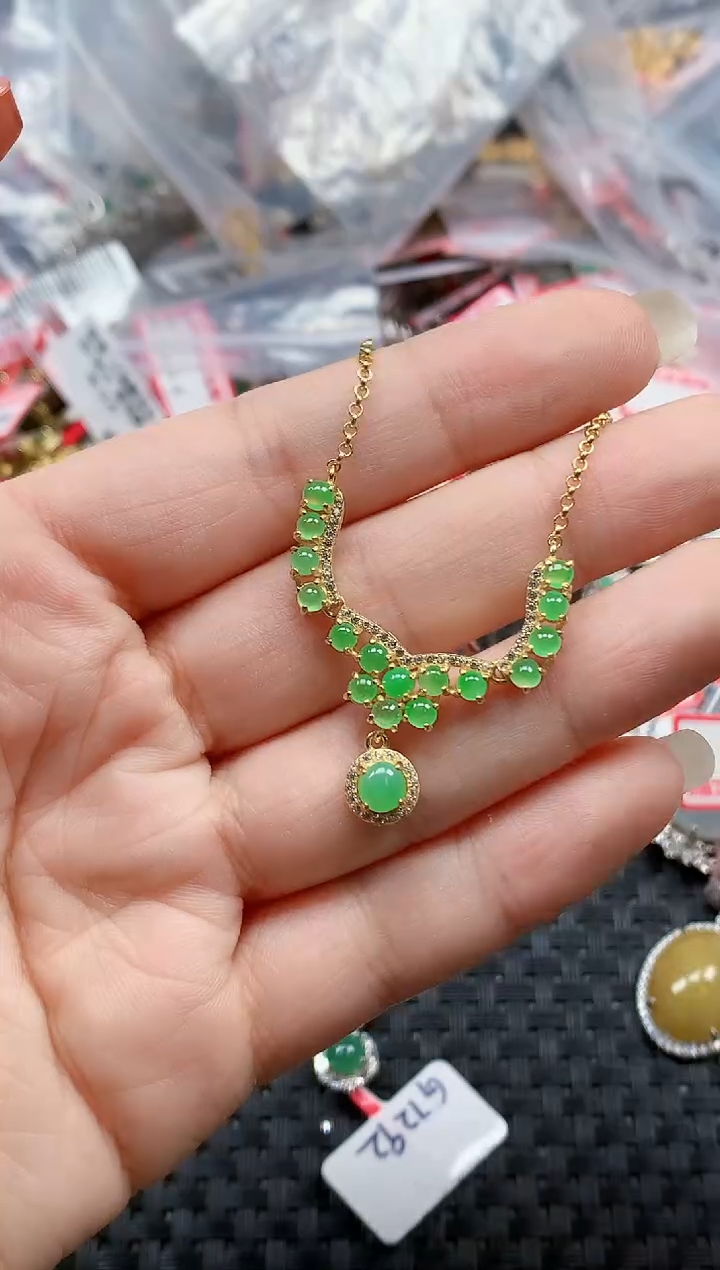 银S925镶嵌戒指翡翠天然A货缅甸翡翠