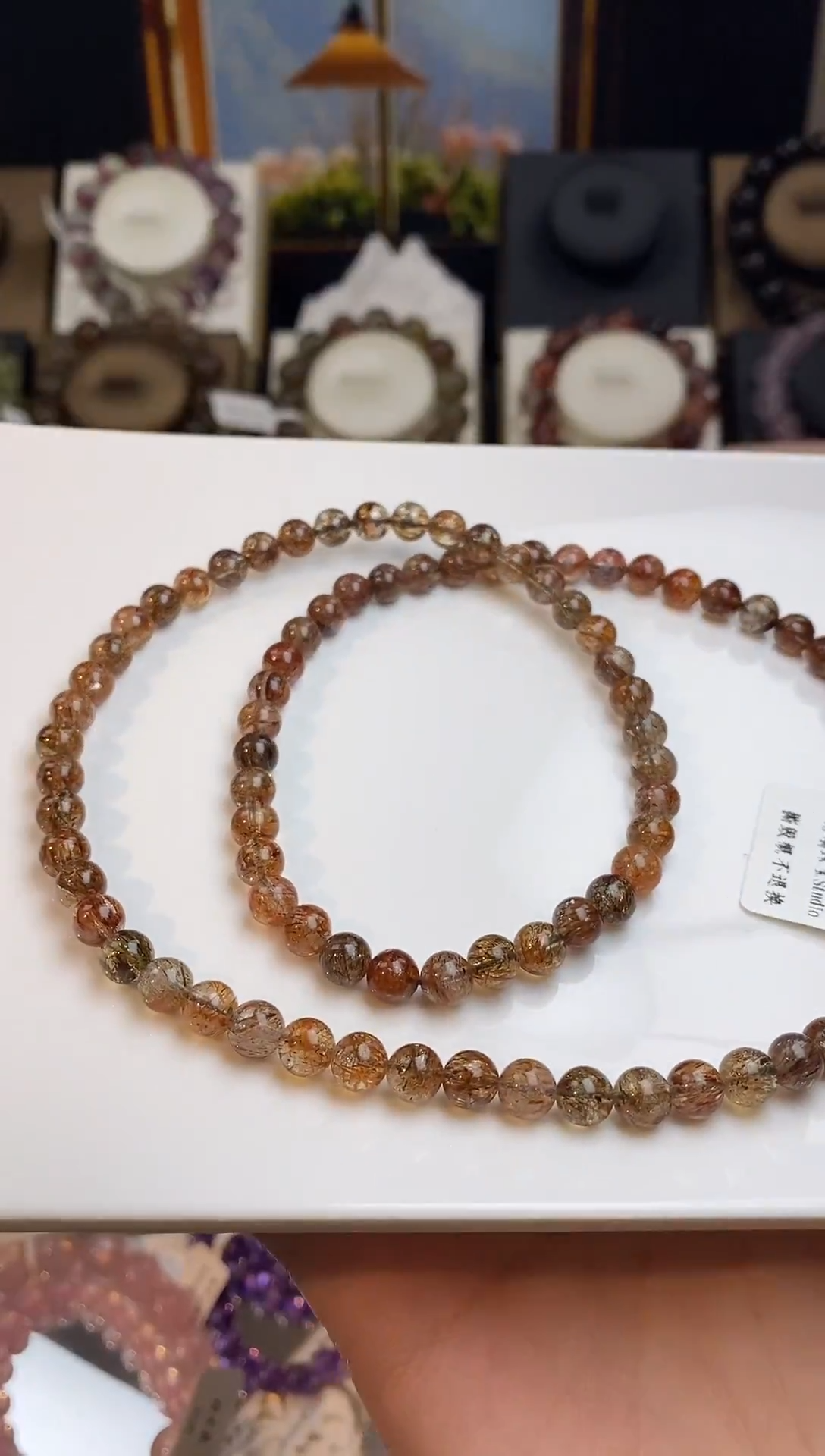 水晶手串未镶嵌黑金超6mm三圈