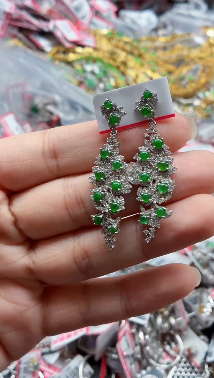 银S925镶嵌戒指翡翠天然A货缅甸翡翠