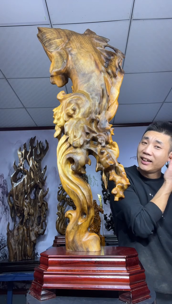 金丝楠木雕款寿*金丝楠木工艺品摆件