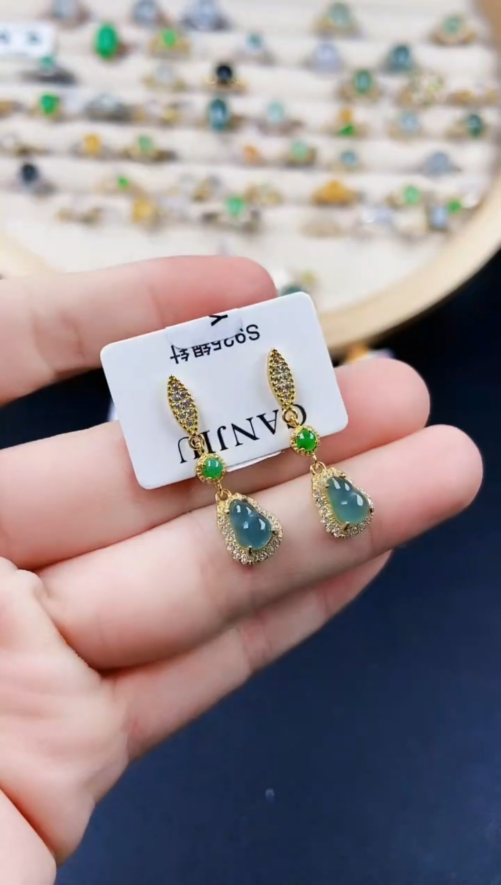 【闪购商品】翡翠耳饰银S925镶嵌120120120120