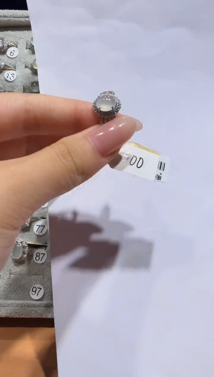 银S925镶嵌戒指翡翠925银镶缅甸A货翡翠戒指
