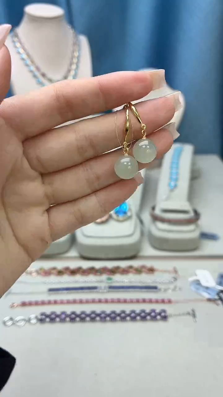 银S925镶嵌和田玉耳饰043BJ1209产品一个（多样性）