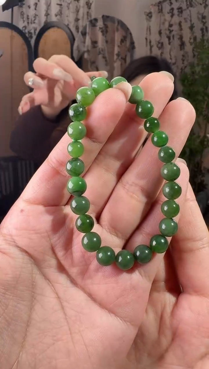 未镶嵌手串和田玉碧玉手串 8mm
