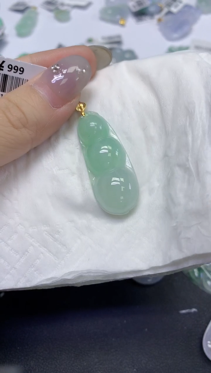 颈饰18K金镶嵌翡翠天然缅甸翡翠A货百元以上9元证书费自理