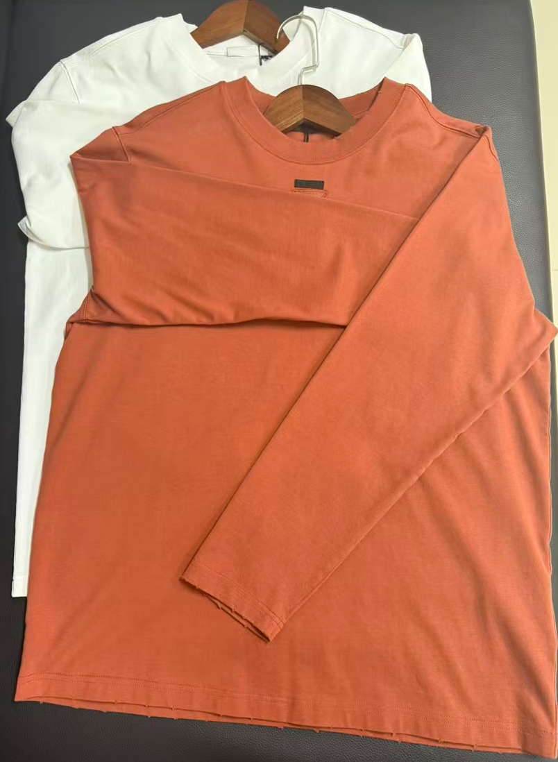 050圆领异色包边长袖常规常规款T恤秋季时尚简约秋冬