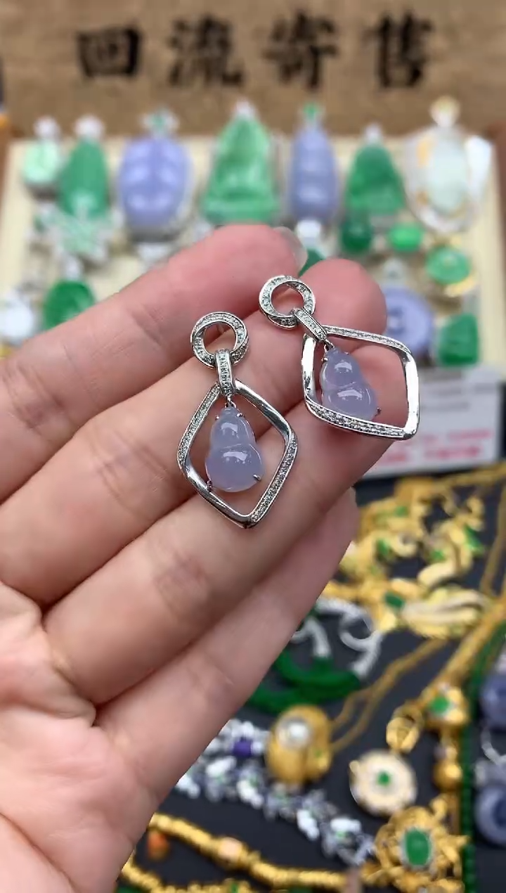 【闪购商品】翡翠耳饰18K金镶嵌442-中国好珍宝