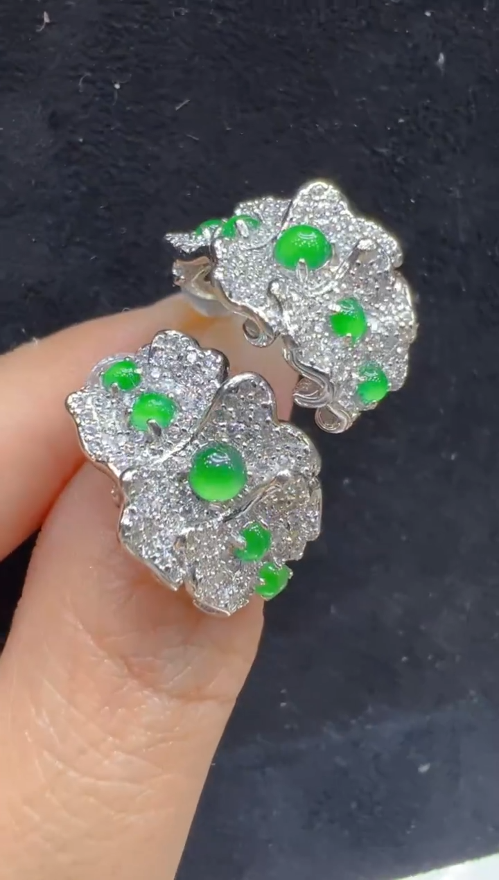 银S925镶嵌翡翠耳饰多样性团购发一件