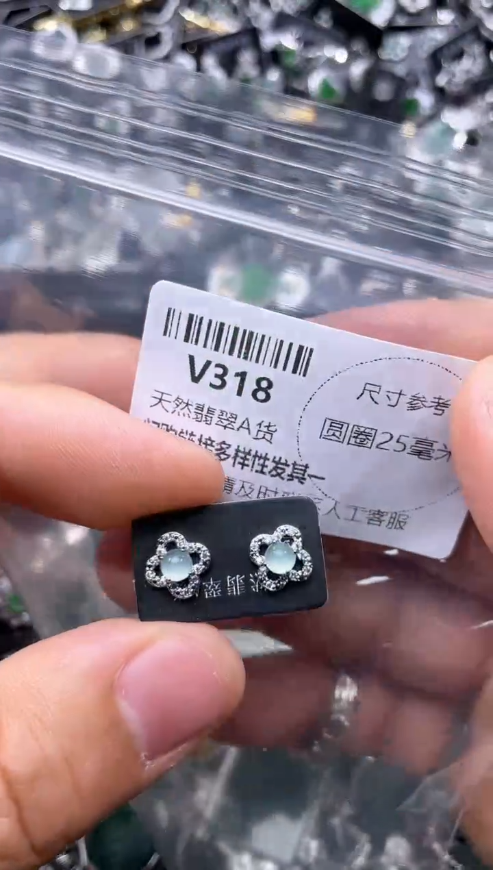 【闪购商品】翡翠颈饰未镶嵌V318耳钉